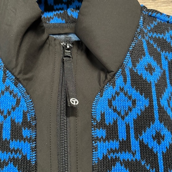 Talbots Fleece Snowflake Blue Patterned Full Zip Jacket - Picture 3 of 6